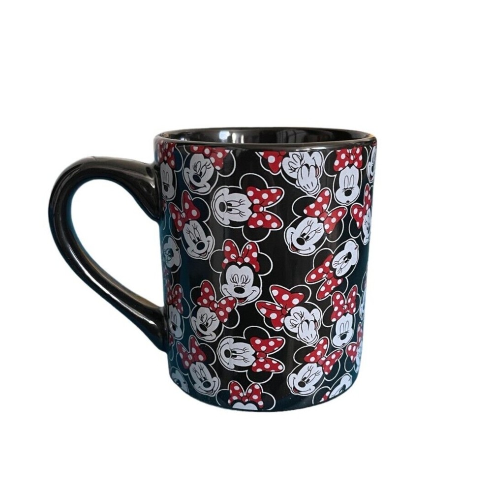 Disney Minnie Mouse All Over Print Red Black Different Moods Ceramic Coffee Mug